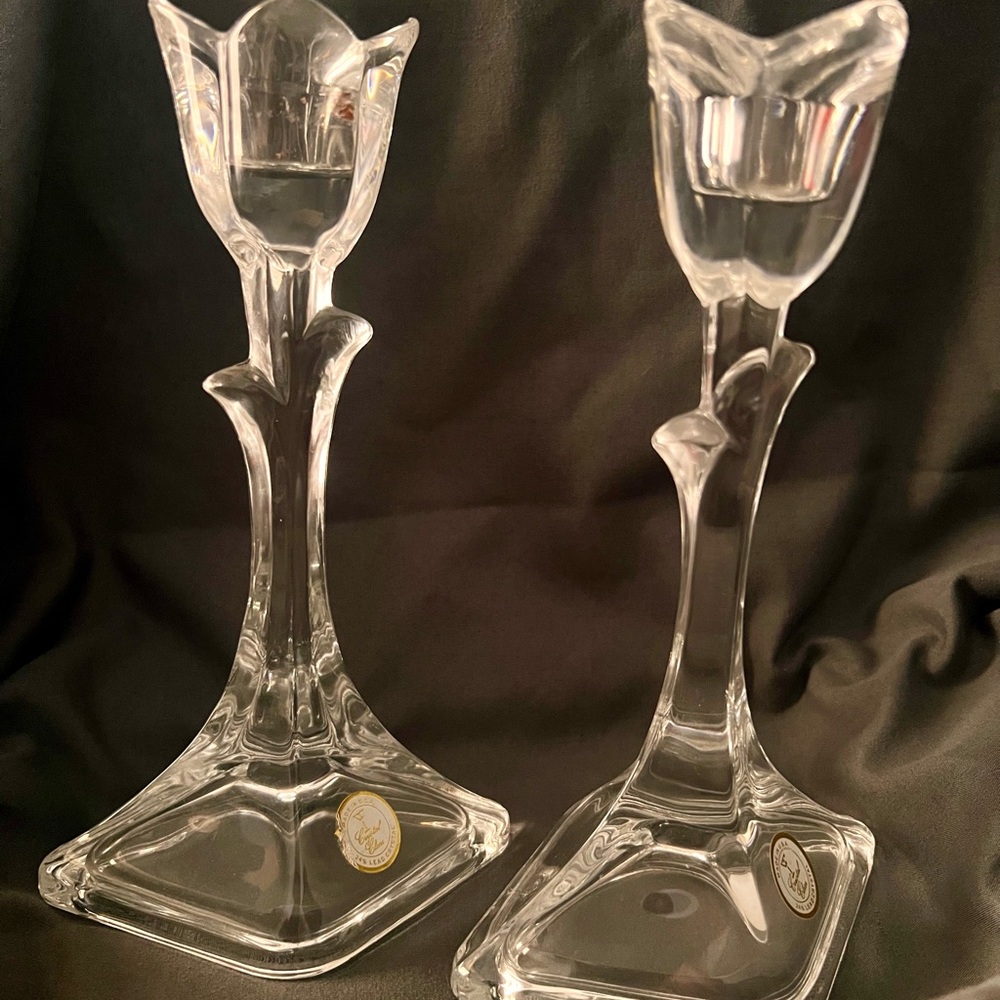 Elegant Tuscany Tulip Crystal Candle Holders